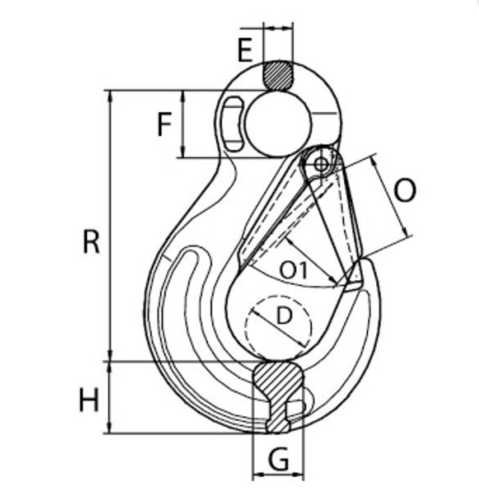 Grade 10 Eye Sling Hook c/w Safety Catch to BS-EN 1677-2