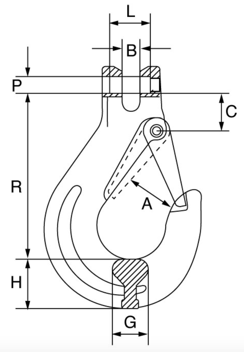 Cartec Grade 6 Clevis Sling Hook c/w Safety Catch