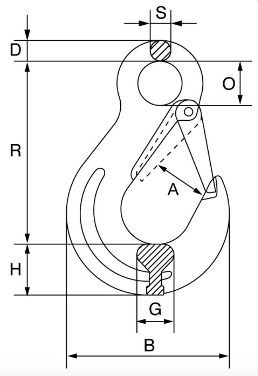 Cartec Grade 6 Eye Sling Hook c/w Safety Catch