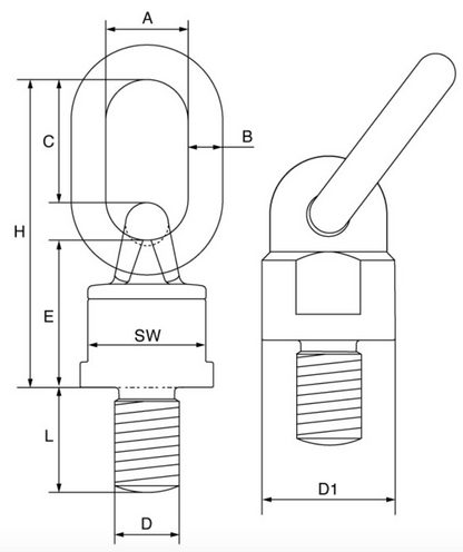 Cartec Grade 10 Rotating Eyebolt with Ring - 800X