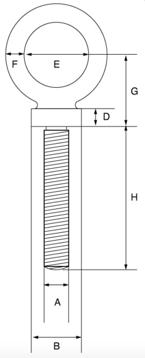 High Tensile Long Shank Dynamo Eyebolt Metric Thread