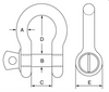 GT Blue Pin Grade 6 Bow Shackles with Screw Collar Pin Dimensions