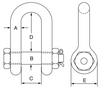 GT Blue Pin Grade 6 Dee Shackle with Safety Nut and Bolt Pin