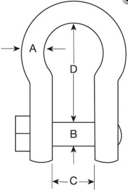 GT Blue Pin Grade 6 Square Head Bow Shackle