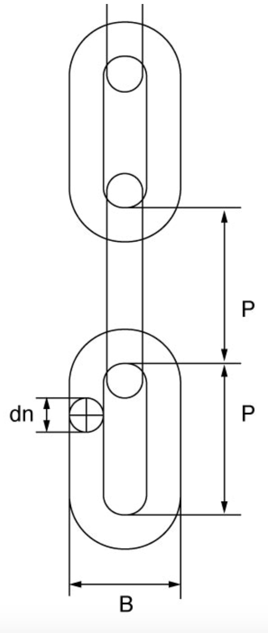 Mild Steel Long Link Chain Self Colour Dimensions from RiggingUK