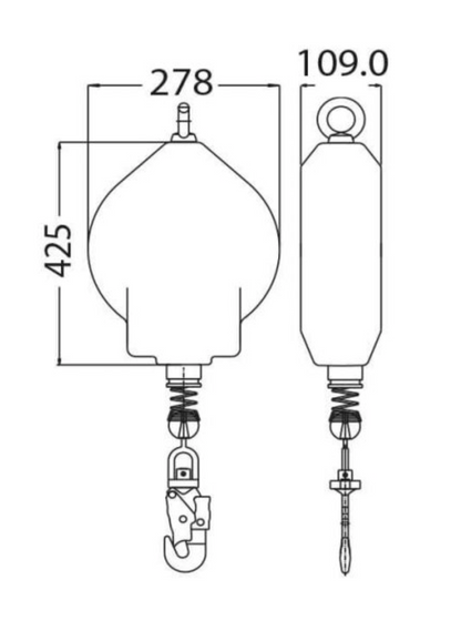 Kratos - 25m or 30m Olympe Wire Rope Fall Arrest Block - Vertical Use Only