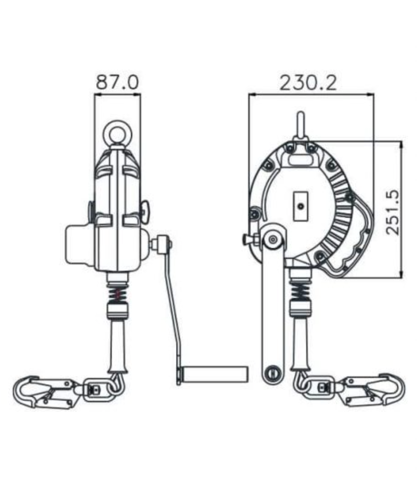 10m Olympe Wire Rope Fall Arrest Block c/w Integrated Recovery System