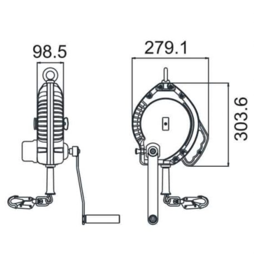 Kratos - 20m Olympe Wire Rope Fall Arrest Block c/w Integrated Recovery System