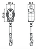 Dimensions of 3.5m Helixon-S Wire Rope Fall Arrest Block