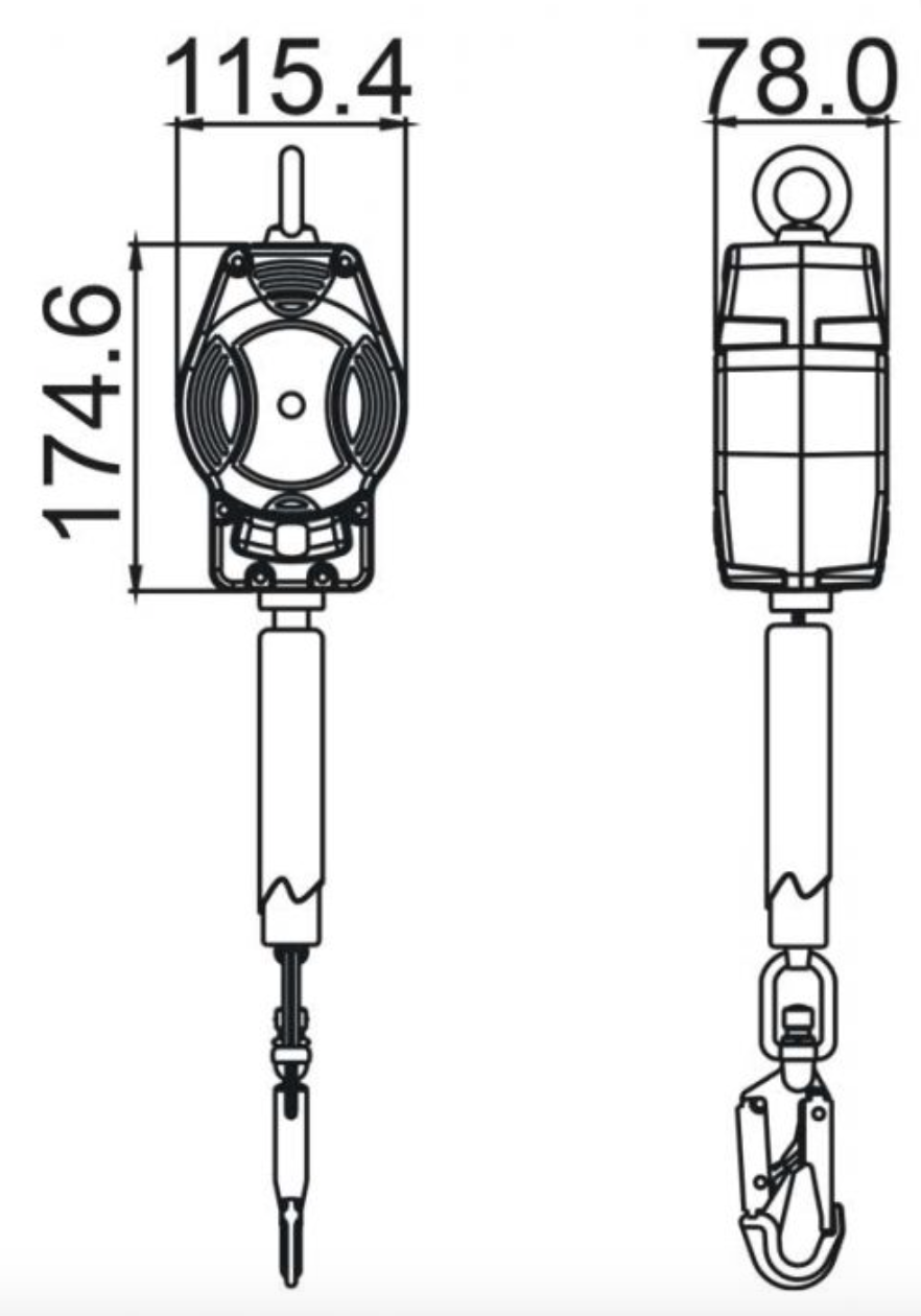 3.5m Helixon Retractable Webbing Fall Arrest Block