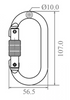 Dimensions for Alloy Steel Screw Locking Karabiner.