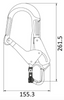 Dimensions for Aluminium Double Action Pin Opening Eye Scaffold Hook