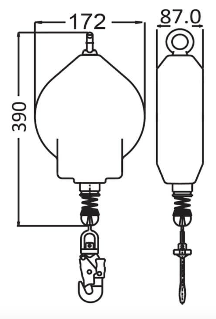 Dimensions of 250kg Load Arrester