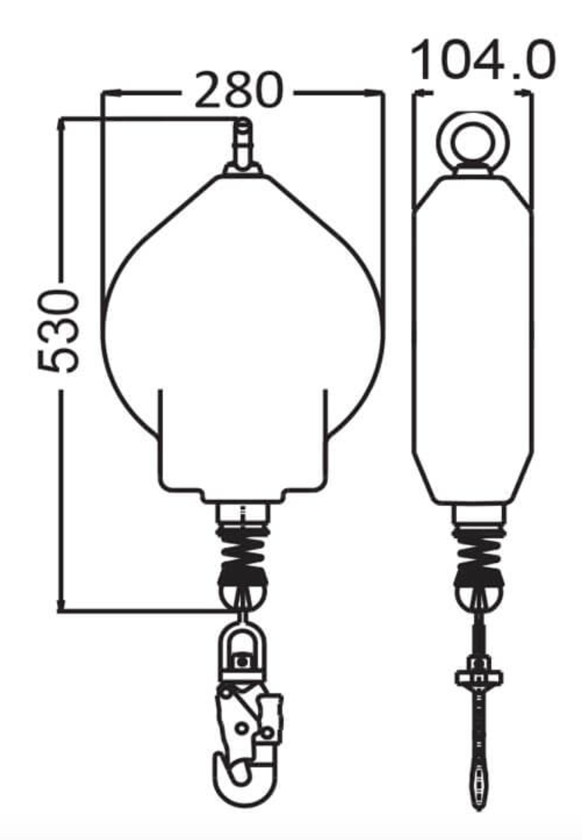 Dimensions of 400kg Load Arrester