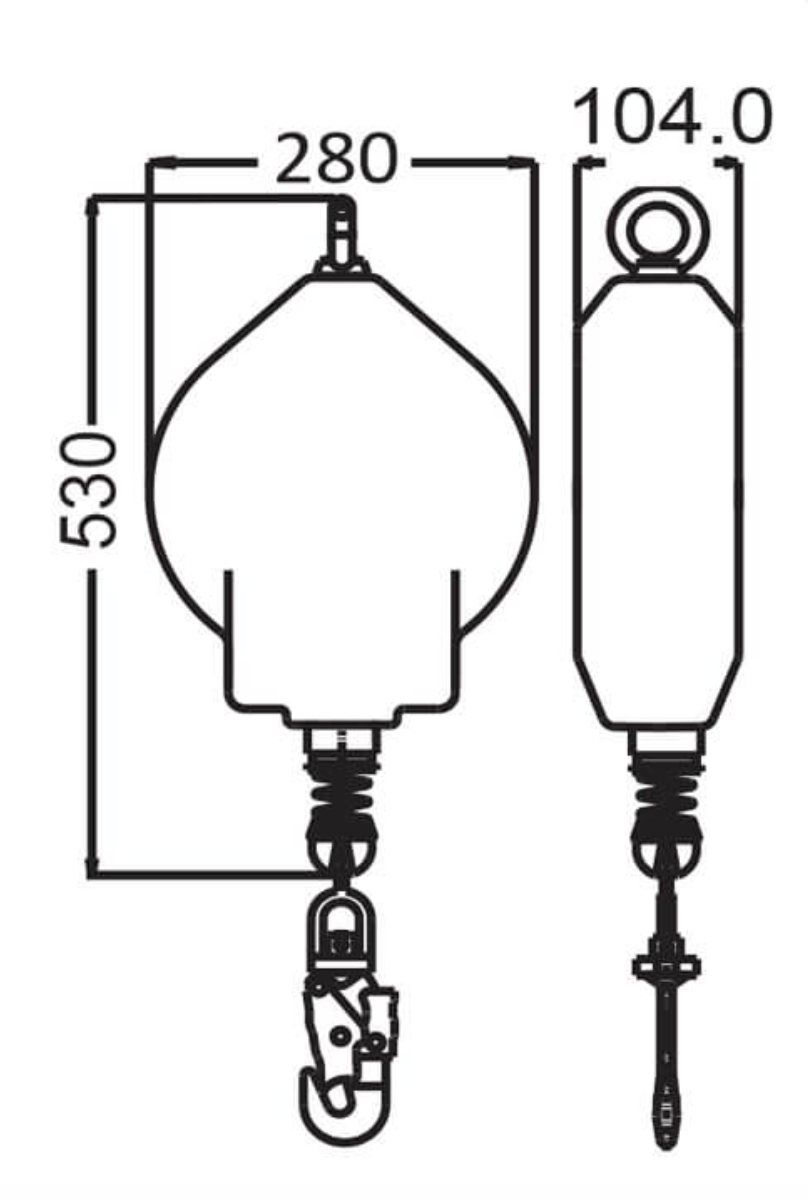 Dimensions of 500kg Load Arrester