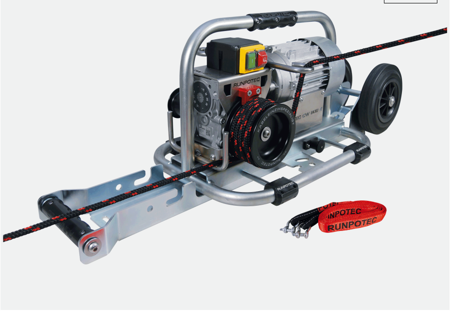 230v Capstan Winch CW 800 E Including Steel Trolley Mounting Rail And Strap - Max Pulling Force 800kg