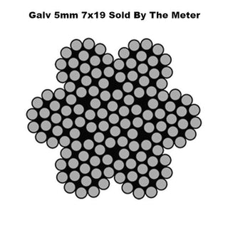  5mm By the Meter 7 x 19 Galvanised Wire Rope