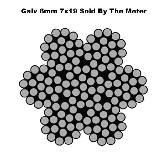 6mm By the Meter 7 x 19 Galvanised Wire Rope